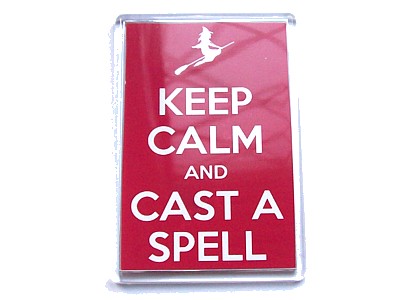 Keep Calm and Cast a Spell Magnet Flying Witch